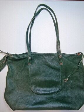 Lara Klass Large Emerald Green Pebbled Leather Slouchy Shoulder Tote Bag